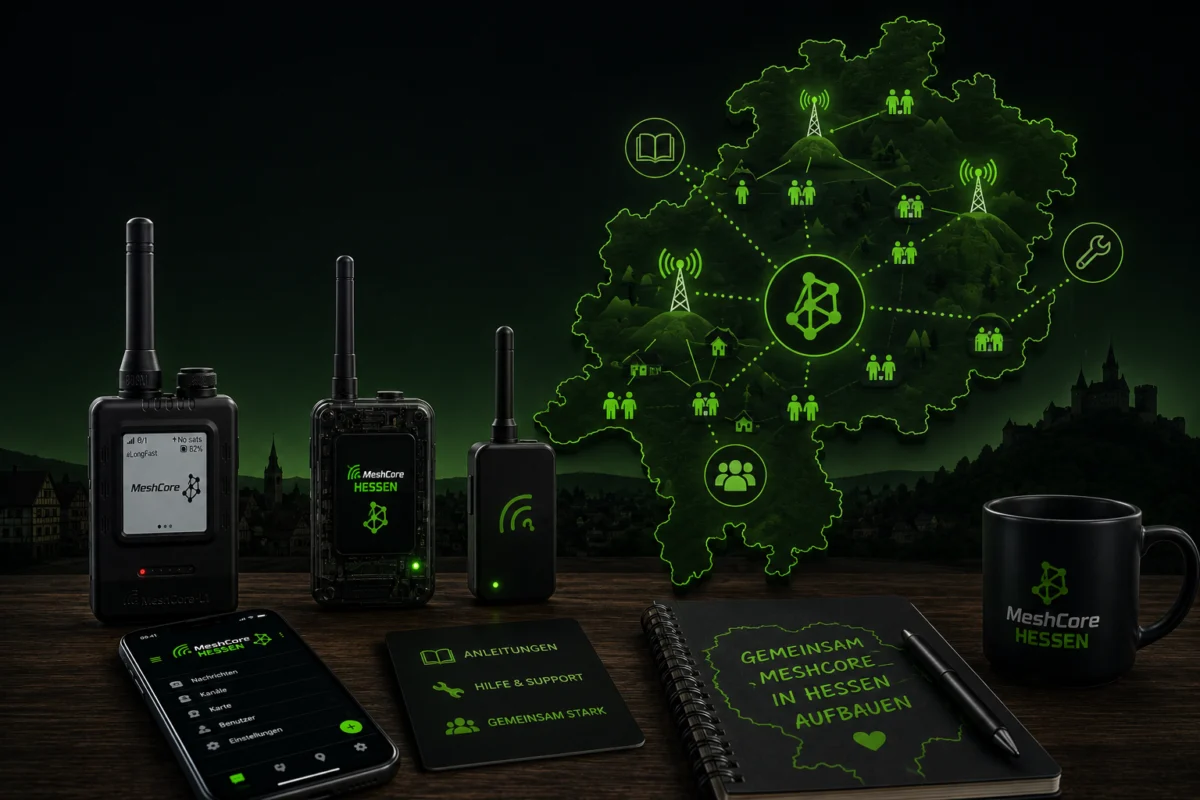 Gemeinsam MeshCore in Hessen aufbauen MeshCore Hessen: Gemeinsam vernetzt